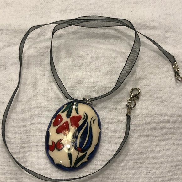 Turkish iznik tile necklace handmade - Picture 4 of 5